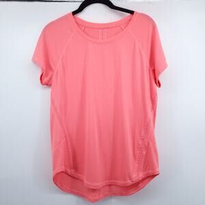 Tangerine Activewear Top Short Sleeve Hot Pink Open Knit Detail Relaxed Fit S